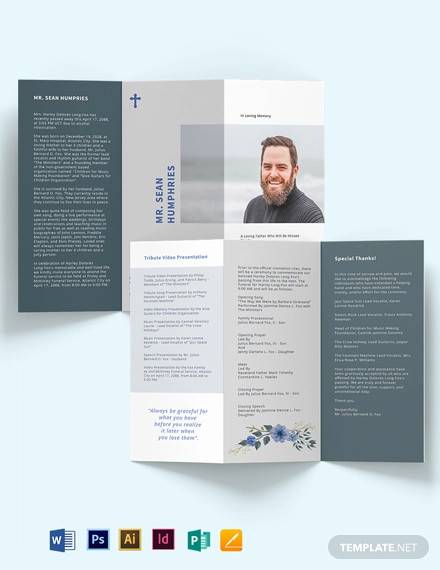 modern funeral program tri fold brochure