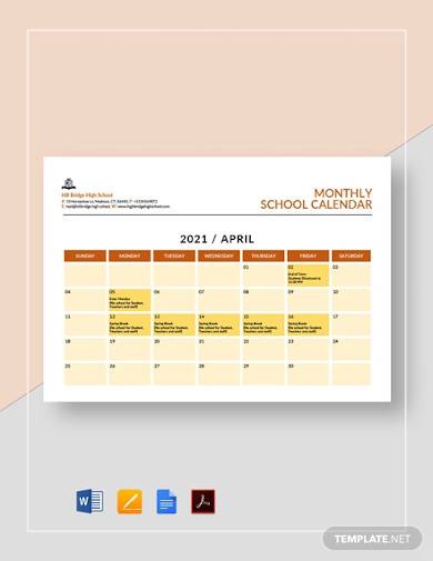 Download FREE 15+ School Calendar Samples & Templates in MS Word | Pages | Google Docs | PDF