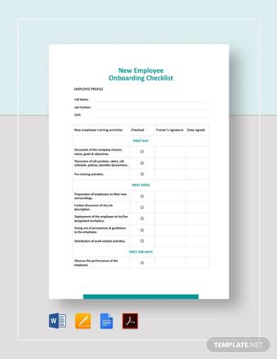 new employee onboarding checklist template