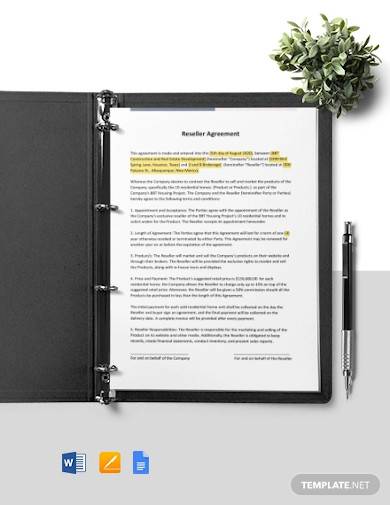 one page construction reseller agreement
