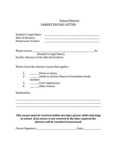 FREE 10 School Excuse Letter Samples Templates In MS Word PDF