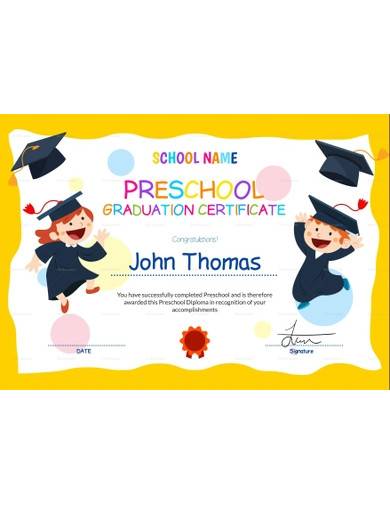 preschool graduation certificate