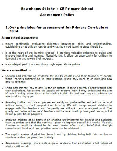 primary school curriculum assessment
