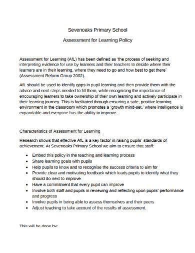 primary school learning assessment