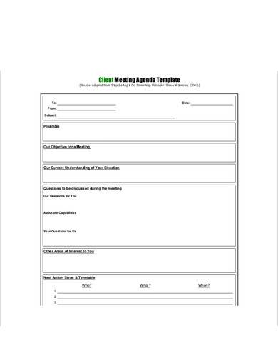 printable client meeting agenda template