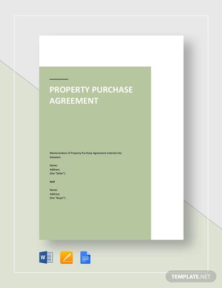 property purchase agreement sample template