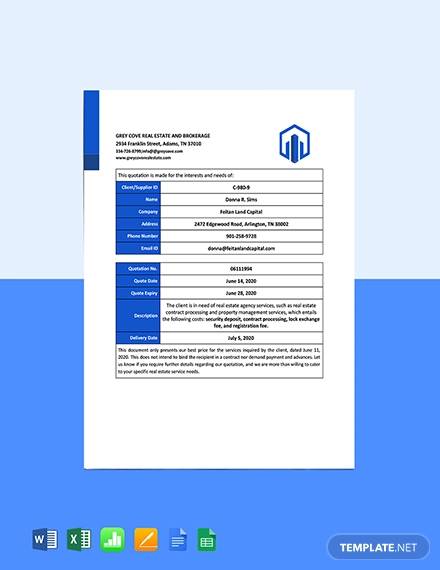 real estate agency quotation template