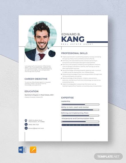 real estate agent resume template