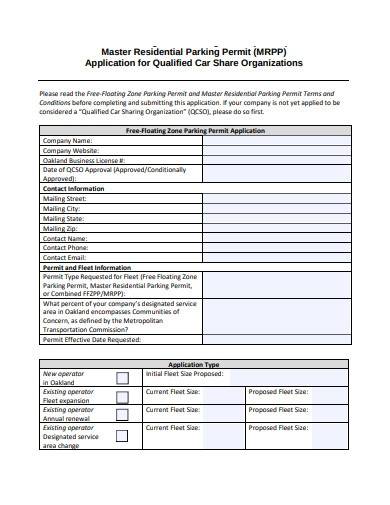 residential parking permit application