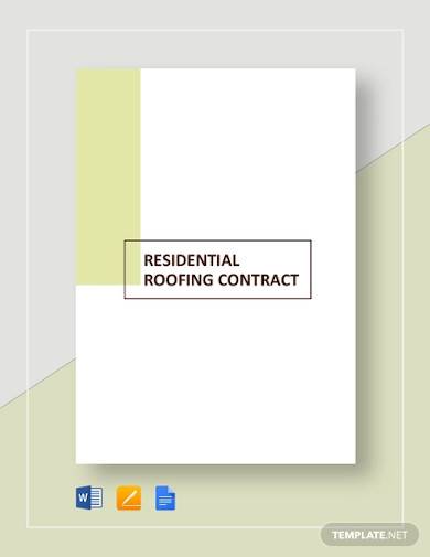 residential roofing contract template