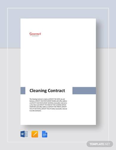 restaurant cleaning contract template