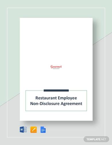 restaurant employee non disclosure agreement