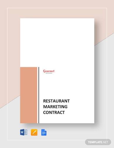 restaurant marketing contract sample