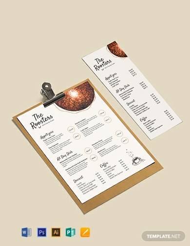 restaurant menu card template