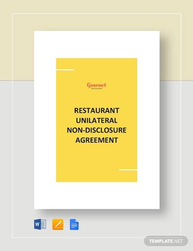 restaurant unilateral nondisclosure agreement