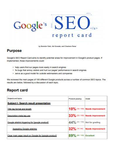 seo report card template