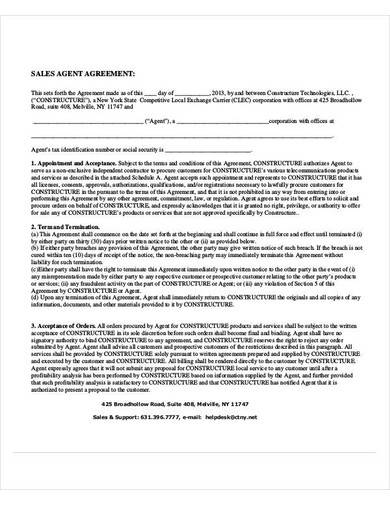 sales agent commission agreement