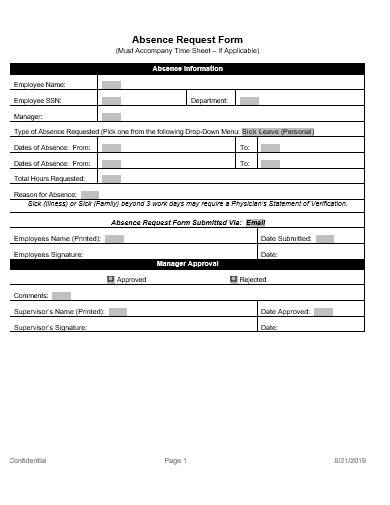 sample absence request form