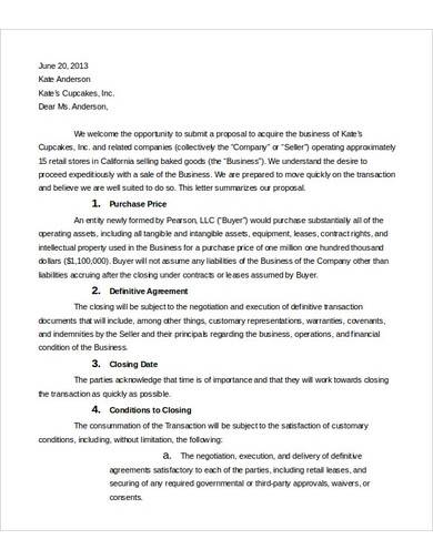 sample business letter of intent