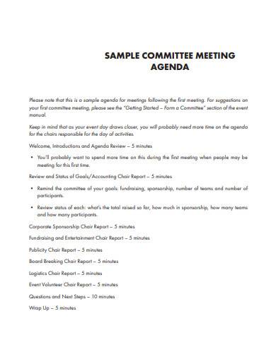 sample committee meeting agenda