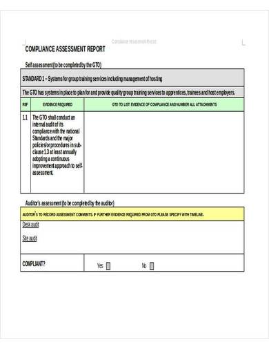 sample compliance assessment report