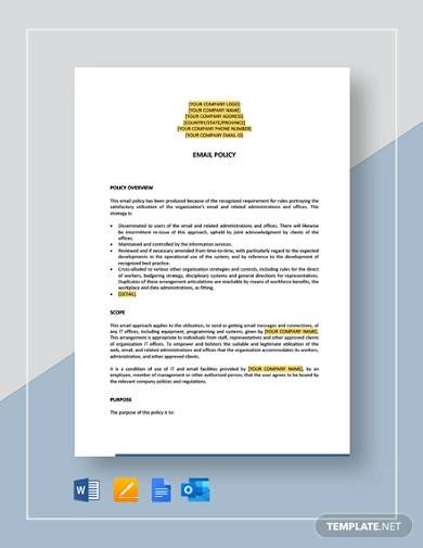 sample email policy template