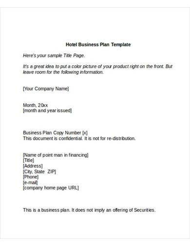 sample hotel business plan template
