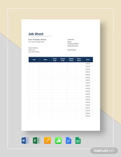 sample job sheet template