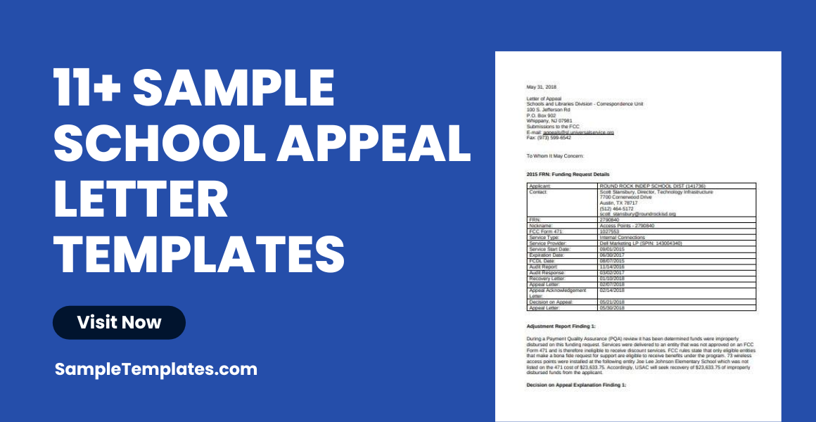 Sample School Appeal Letter Templates