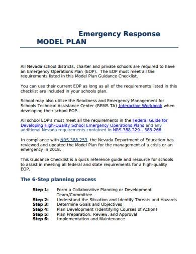sample school emergency response plan