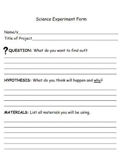 sample science experiment form