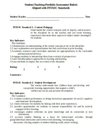 sample teaching portfolio assessment