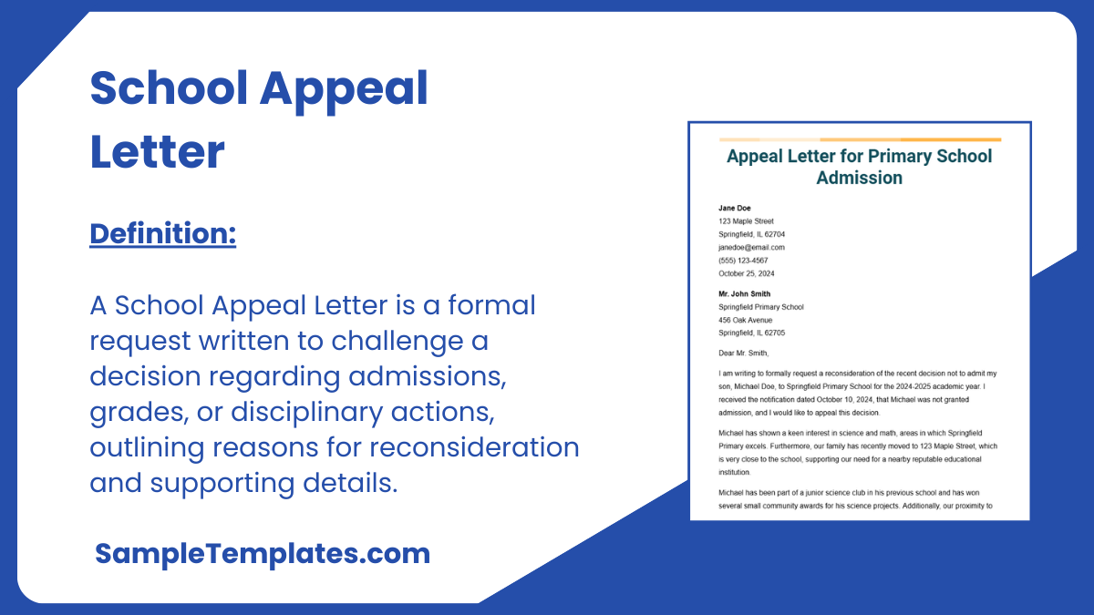 School Appeal Letter