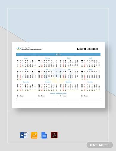 Download FREE 15+ School Calendar Samples & Templates in MS Word | Pages | Google Docs | PDF