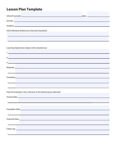 school counselor lesson plan template