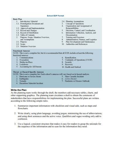 school emergency operations plan format