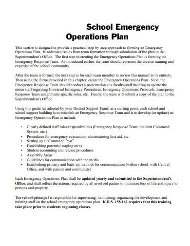 school emergency operations plan
