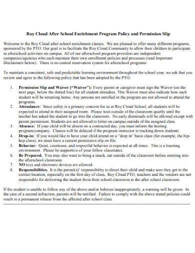 school enrichment program policy