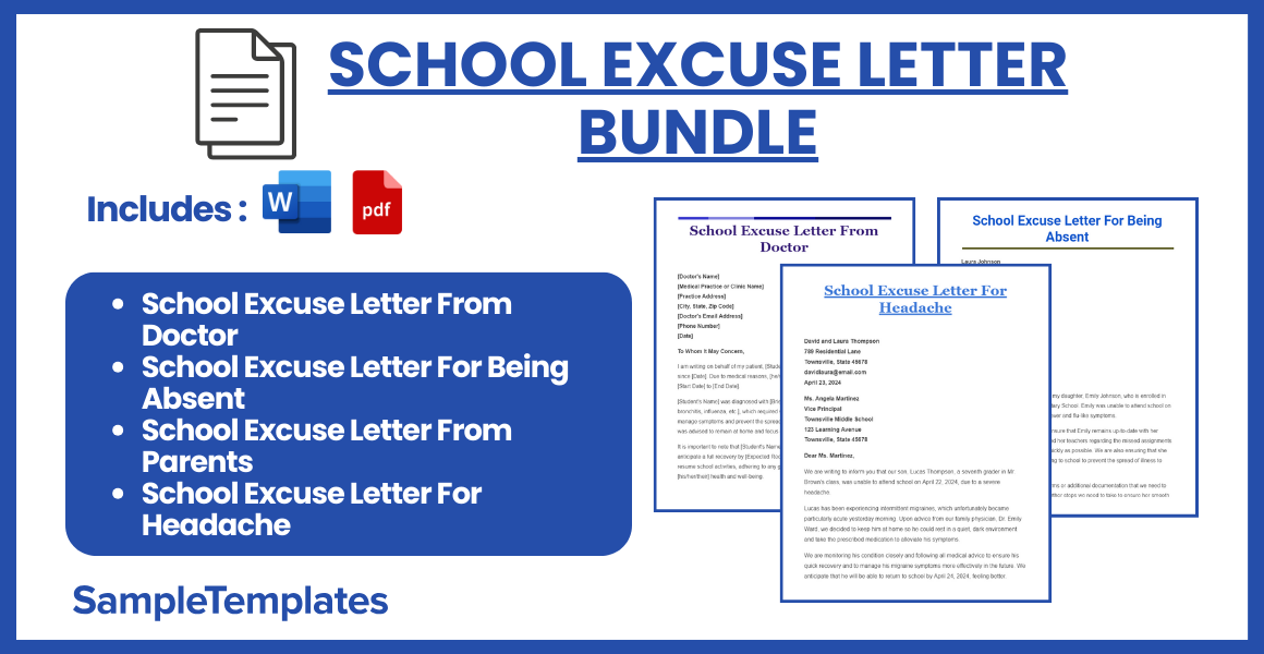 school excuse letter bundle