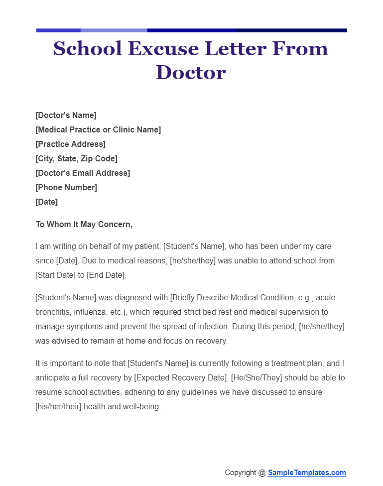 school excuse letter from doctor