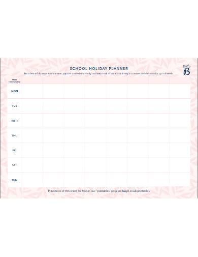 school holiday planner template