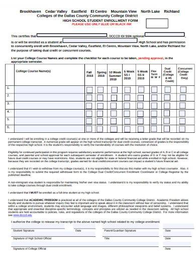 school student enrollment form