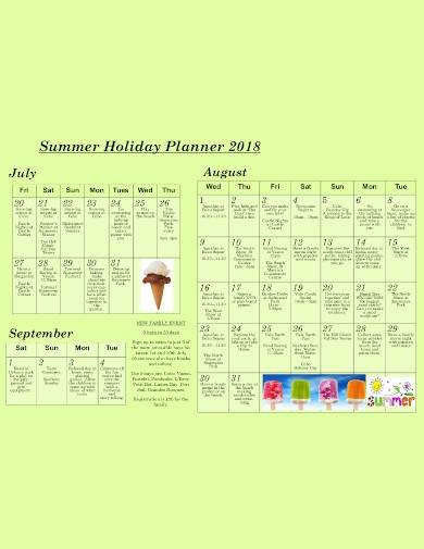 school summer holiday planner