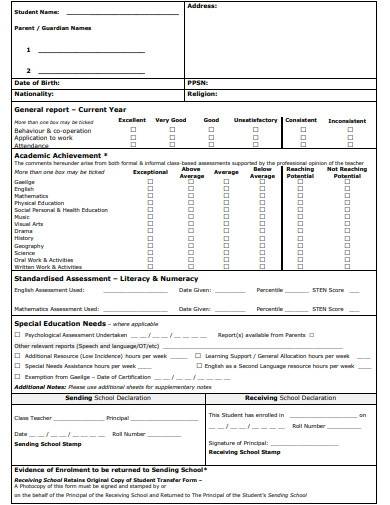 FREE 10 School Transfer Form Samples Templates In MS Word PDF