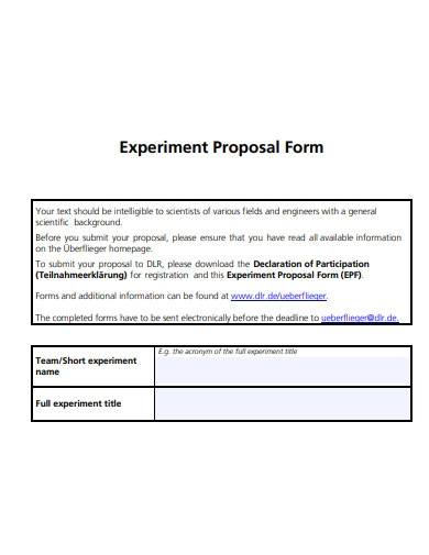 science experiment proposal form