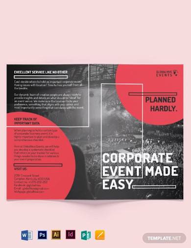 simple corporate event bi fold brochure