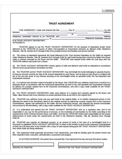 simple trust agreement template