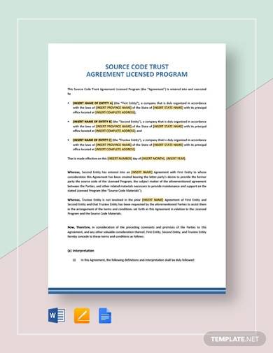 source code trust agreement licensed program