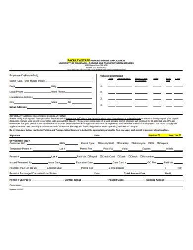 staff parking permit application template
