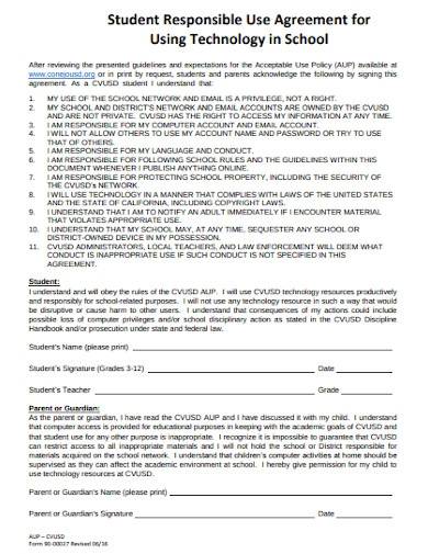 student responsible use agreement for technology